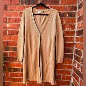 Cabi #3359 Women Medium Camel Beige Abbey Road Ribbed Duster Cardigan Sweater